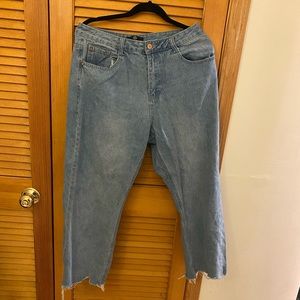 MissGuided wide leg light wash high rise jeans